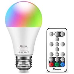 Govee RGB Color Changing Light Bulb, Dimmable 65W Equivalent LED Light Bulbs with Remote, 10W A19 E26 Screw Base Multicolor Decor Mood Light for Bedroom, Stage, Party and More