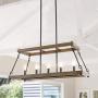 LALUZ Farmhouse Chandelier, Smart Faux Wood Metal Light Fixture for Dining Room, Kitchen Island, Living Room and Foyer, Flawlessly Compatible with Alexa and Google Assistant, App Controlled