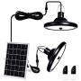 Solar Lights Outdoor Indoor,HUOKU LED Solar Pendant Light Motion Sensor with Remote Control,IP65 Waterproof,Solar Shed Light with Double Head for Shed,Yard,Patio,Barn,Garage,3000K