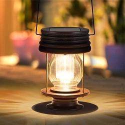 pearlstar Hanging Solar Light Outdoor 8.3” Big Retro LED Garden Solar Lantern with Handle for Pathway Yard Patio Tree Decor Waterproof Table Lamp ( 8.3'' Big Size-1pack)