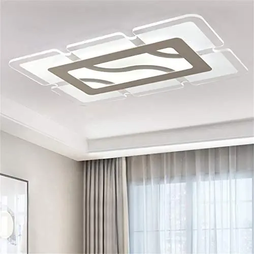 BAYCHEER Ultra-Thin Chandelier Acrylic Shade Modern LED Ceiling Light 35.5inch Rectangular Shape Cool Light in White Finish