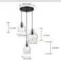Vintage 3 Lights Kitchen Chandelier, Island Cognac Glass Cluster Pendant Chandelier Ceiling Hanging Linear Light Fixtures with Black Plate for Dining Room Bar Shop
