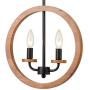 2-Light Farmhouse Chandelier Globe Wood Pendant Light Vintage Walnut Hanging Lights Fixtures