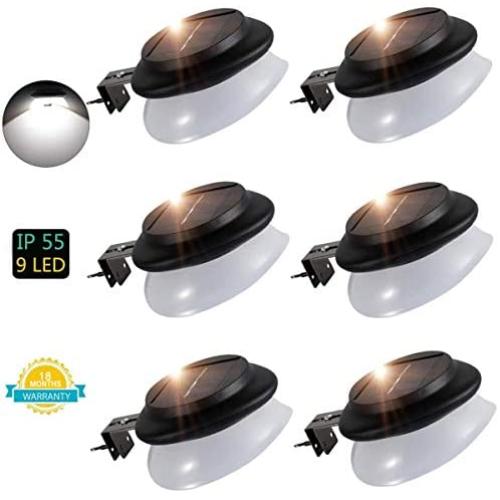 LED Gutter Lights Outdoor,SMY Upgrade Solar Gutter Lights with Adjustable Bracket, IP55 Waterproof Solar Fence Lights for Patio, Garden, Wall, Yard, Attic, Walkway (6pack, Pure White)