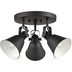 EUL Multi-Directional Ceiling Spot Light,Adjustable Round Track Lighting,Semi Flush Mount Matte Black-3 Light