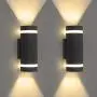 LMS 2 Pack LED Semi Cylinder Up and Down Lights Outdoor Wall Lights 3000k 14W 1120lm, Modern Aluminum Waterproof Outdoor Wall Sconce Wall Mount, Black LMS-WL10 LMS 2 Pack LED Semi Cylinder Up and Down Lights Outdoor Wall Lights 3000k 14W 1120lm, Modern Aluminum Waterproof Outdoor Wall Sconce Wall Mount, Black LMS-WL10