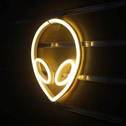 Wanxing Alien Neon Signs LED Neon Wall Sign Warm Neon Lights for Bedroom Kids Room Hotel Shop Restaurant Game Office Wall Art Decoration Sign Party Supply Gift (Yellow)