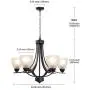 VINLUZ Contemporary Chandeliers 6 Light Black Modern Pendant Light Rustic Vintage Dining Room Lighting Fixtures Hanging, Flush Mount Ceiling Light for Bedroom Living Room Foyer