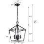 HUESLITE Farmhouse Chandelier, Vintage Foyer Lantern, 4 Light Pendant Light for Kitchen Island (Black)