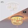 HMVPL 2-Lights Wooden Farmhouse Close to Ceiling Lights, White Wood Pendant Lighting Fixtures Swag Chandeliers Hanging Lamp for Kitchen Island Dining Room Bedroom Foyer Hallway Front Door