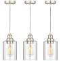 Industrial Pendant Lighting, Adjustable Hanging Light Fixtures, Clear Glass Shade Pendant Light, Vintage Farmhouse Mini Hanging Ceiling Lamp for Kitchen Living Room Bedroom Hallway, E26 Base, 3-Pack