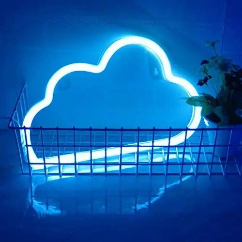 AMZMA Blue Cloud Neon Light LED Neon Signs Wall Light Neon Sign Light up for Supplies Home Bedroom Kids Room Christmas,Festival Party Decor Bar Wedding Decor Gift Battery/USB Operated Cloud Lamp