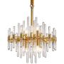 Moooni Modern Luxury Round Crystal Chandeliers Art-Decor Brass Pendant Ceiling Light Fixture for Kitchen Island Dining Room Brass Frame D 18.9”x H23.6