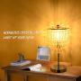 Touch Control Crystal Table Lamp with Fast Dual USB Charging Ports, 3-Way Dimmable Bedside Lamp, Nightstand Lamp for Living Room, Bedroom, Guest Room (E26 Edison Bulb Included)
