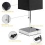 Bedside Lamp with Charging Outlet, Dicoool Table Lamps for Bedroom, Living Room, Small Lamps for Nightstand with Pull Chain Control, Bedroom Lamp w/ Black Shade & Silver Base, Bulb not Included