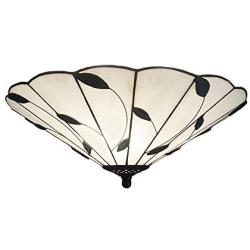 LITFAD Three Lights Flush Mount Ceiling Light with Leaf Theme, 16-Inch Wide Tiffany Style Ceiling Lamp White Glass Lampshape