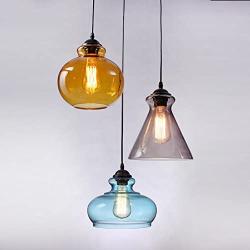 CGJDZMD Industrial Pendant Light Colorful Clear Glass Shade Ceiling Lamp Fixture Vintage Edison Hanging Light for Dining Room Kitchen Bedroom Cafe Club Pub (Size : Style B)