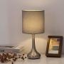 HAITRAL Modern Table Lamps - Small Nightstand Lamps Set of 2, Bedside Desk Lamps for Bedroom, Office, Living Room, Silver