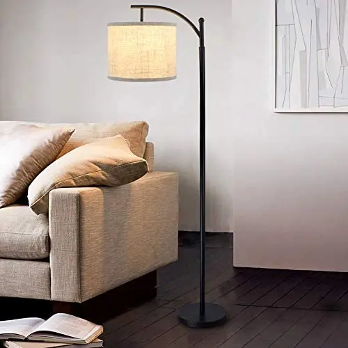 DLLT Led Floor Lamp,Modern Tall Floor Lamp Farmhouse Industrial Light 8W Classic-Arc with Hanging Floor Lamp Drum Shade,Reading Standing Lamp for Living Room,Bedroom,Office,Study Room,E26 Bulb-Warm DLLT Led Floor Lamp,Modern Tall Floor Lamp Farmhouse Industrial Light 8W Classic-Arc with Hanging Floor Lamp Drum Shade,Reading Standing Lamp for Living Room,Bedroom,Office,Study Room,E26 Bulb-Warm