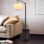 DLLT Led Floor Lamp,Modern Tall Floor Lamp Farmhouse Industrial Light 8W Classic-Arc with Hanging Floor Lamp Drum Shade,Reading Standing Lamp for Living Room,Bedroom,Office,Study Room,E26 Bulb-Warm