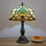 Tiffany Style Retro Lamp Table Light 12 Inches Wide 18 Inches Tall Hand-Cut Stained Glass Desk Antique Night Light for Living Room Restaurant Office