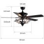 SILJOY 50” Reversible Ceiling Fan with Lights and Remote, Classical Design Ceiling Fan, Elegant Modern Indoor Chandelier Fan Light Kit for Bedroom Dining Room 5 Wood Blades, Black