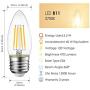 B11 LED Filament Bulb E26 Candelabra Base 5.5W(40W Equivalent), LVWIT Dimmable 2700K Warm White Chandelier Decorative Candle Light Bulb (6-Pack)