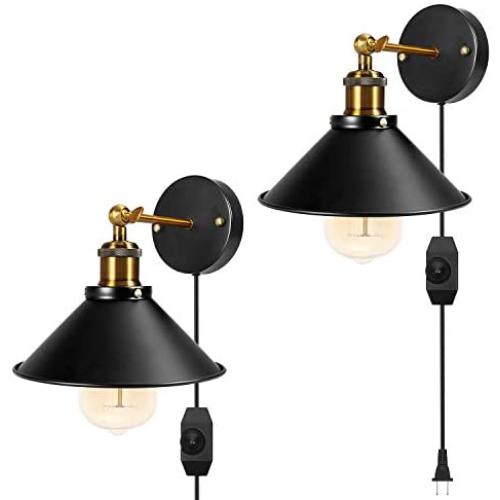 Dimmable Metal Wall Sconce 2-Pack Black Hardwire Industrial Vintage Wall Lamp Fixture Simplicity Arm Swing Wall Lights Dimmable Metal Wall Sconce 2-Pack Black Hardwire Industrial Vintage Wall Lamp Fixture Simplicity Arm Swing Wall Lights