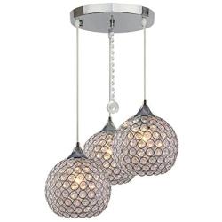 DINGGU 3 Lights Modern Crystal Ball Pendant Light Fixture Flush Mounted Ceiling Chandelier