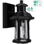 Dusk to Dawn Motion Sensor Light, 3 Modes Outdoor Light Fixture with Light Bulb, Waterproof Seeded Glass Motion Sensor Porch Light, Aluminum Exterior Wall Light for Doorway, Garage, Motion Activated