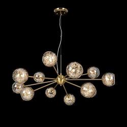 MEEROSEE Sputnik Chandeliers Modern Glass Bubble Chandelier Wired Aluminum Pendant Lighting W37.4'' 12-Light Brushed Brass Ceiling Fixture for Dining Room Foyer Kitchen Island Bedroom Living