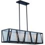 VAXCEL Black Kitchen Island Lighting - Linear Industrial Pendant Light, Geometric Clear Textured Glass, Hanging Light Fixture for Kitchen Island, Dining Room, Bar