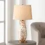 Kylie Cottage Table Lamp Mother of Pearl Tile Vase Beige Drum Shade for Living Room Family Bedroom Bedside Nightstand - Regency Hill Kylie Cottage Table Lamp Mother of Pearl Tile Vase Beige Drum Shade for Living Room Family Bedroom Bedside Nightstand - Regency Hill
