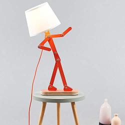 HROOME Novelty Cool Kids Desk Lamp with Swing Arm, Modern Wood Fun Adjustable Table Lamp, Bedside Reading Lamp for Teens/Girls/Boys/Living Room/Office- Oran Orange, Bulb Included