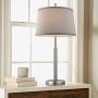 Oneach Modern Table Lamp for Living Room Nightstand & Side 28.75“ Table Lamp with Drum Shade Bedside Light for Bedroom Study Office (Silver)