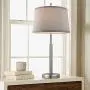Oneach Modern Table Lamp for Living Room Nightstand & Side 28.75“ Table Lamp with Drum Shade Bedside Light for Bedroom Study Office (Silver)