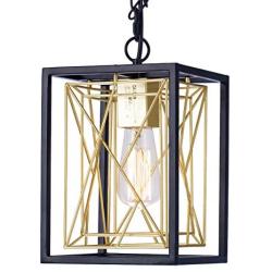 Pendant Lighting, UL Listed Cage Kitchen Light Fixtures Industrial Farmhouse Chandelier Black Gold Metal Hanging Lights E26 Modern Ceiling Light for Kitchen Island Entryway Dining Room Bedroom Foyer