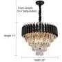 A AXILIXI Crystal Chandeliers, 9-Lights H15'' X W20'' Modern Dinning Room Chandelier, Adjustable Chain Ceiling Light Fixture, 4-Tier K9 Pendant Lamp for Living Room, Black and Rose Gold