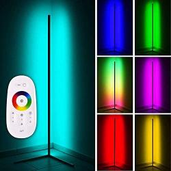 JINGBO Corner Floor Lamp Nordic Decoration Home Corner Light for Living Room Night Light Dimming Standing Lamp Bedroom Decor Led Corner Light, RGB Remote Control Discoloration Floor Light,Black