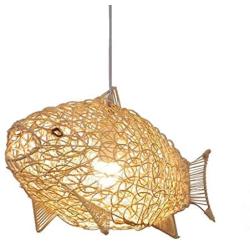 Zytyeu Chandelier Living Room Chandelier Fish Squid Bamboo Chandelier E27 Rattan Decorative lamp Shade Chandelier Dining Bedroom Living Room Adjustable Height Chandelier