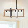 Maxax Kitchen Island Light 6-Lights Wood Pendant Chandelier Ceiling Light, Industrial Hanging Light Fixture for Kitchen Island Dining Room