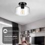 [2 Pack] Industrial Semi Flush Mount Ceiling Light,Farmhouse Light Fixture with E26 Base Clear Glass Pendant Lamp Shade, Ceiling Light Fixture for Hallway, Entry, Porch, Kitchen, Bedroom, Bar, Hotel