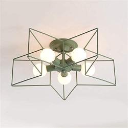 KWOKING Lighting 5 Lights Creative Flush Mount Ceiling Light Minimalist Industrial Star Ceiling Light Fixture Modern Decoration for Children Room, Hallway,Living Room Green