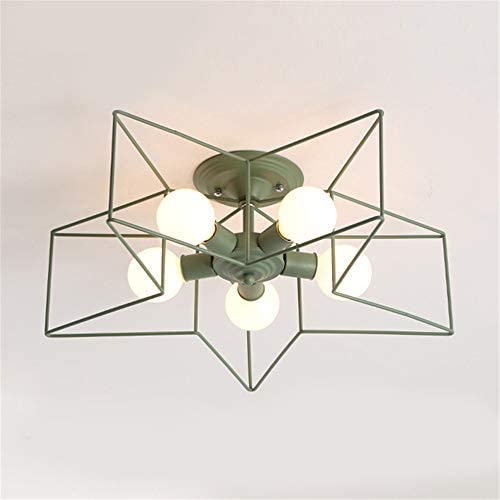 KWOKING Lighting 5 Lights Creative Flush Mount Ceiling Light Minimalist Industrial Star Ceiling Light Fixture Modern Decoration for Children Room, Hallway,Living Room Green