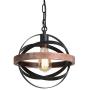 Giluta Spherical Displays Changeable Wood Pendant Light for Kitchen Island, Industrial Edison Hanging Light Dining Room Vintage Ceiling Light Fixture 1-Light, Black (P0032)