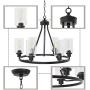 MELUCEE 6-Light Chandeliers for Dining Room, Farmhouse Lighting Black Light Fixtures Ceiling Hanging Industrial Pendant Light for Kitchen Island Bedroom Living Room
