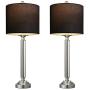 OYEARS Crystal Table Lamp Set of 2 for Living Room Bedroom 27.75“ Modern Buffet Table Lamps for Dining Room with Fabric Drum Shade Black
