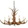 6-Candle Deer Lamp Antler Horn Pendant Lights Retro Rustic Chandelier Vintage Resin Antler Shape Pendant Lighting Indoor Ceiling Hanging Light for Dining Living Room Kitchen Hallway Bar(6-Candle A)