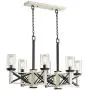 McBride Black White Wash Wood Linear Pendant Chandelier 39 1/2'' Wide Rustic Farmhouse LED 6-Light Fixture for Kitchen Island Dining Room - Franklin Iron Works