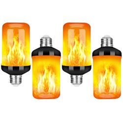 Y- STOP LED Flame Effect Fire Light Bulb, Upgraded 4 Modes Flickering Fire Christmas Decorations Lights, E26 Base Flame Bulb with Upside Down Effect (Black, 4 Pack)